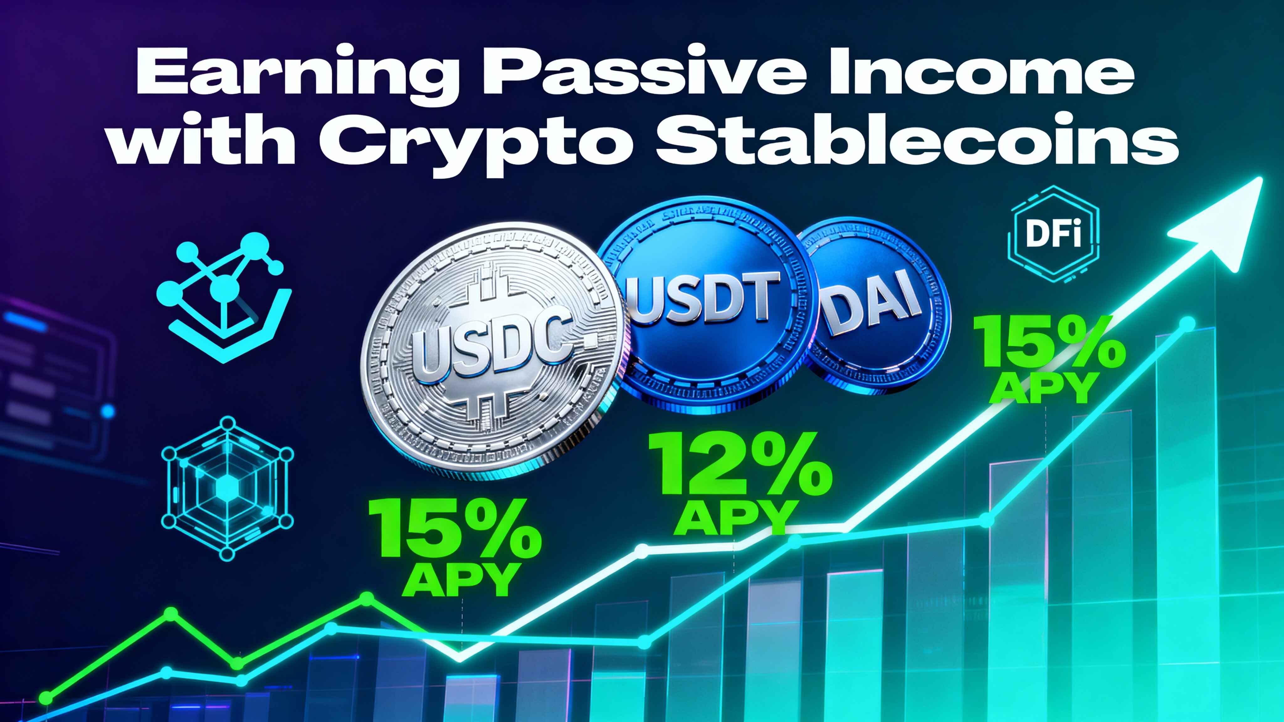 Article thumbnail: Low-Risk High-Yield Stablecoin Strategies: Top DeFi Platforms for Beginners to Make Passive Crypto Income
