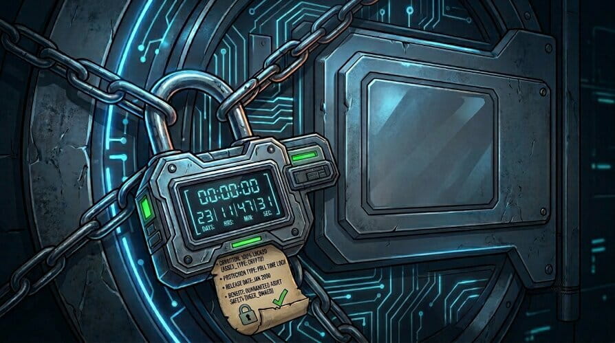 Liquidity-lock page showing the locked amount, unlock date, owner, and pool details that users should verify. a cartoon