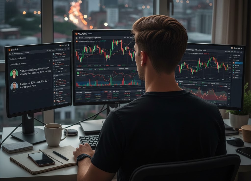 trader observing the crypto market correction