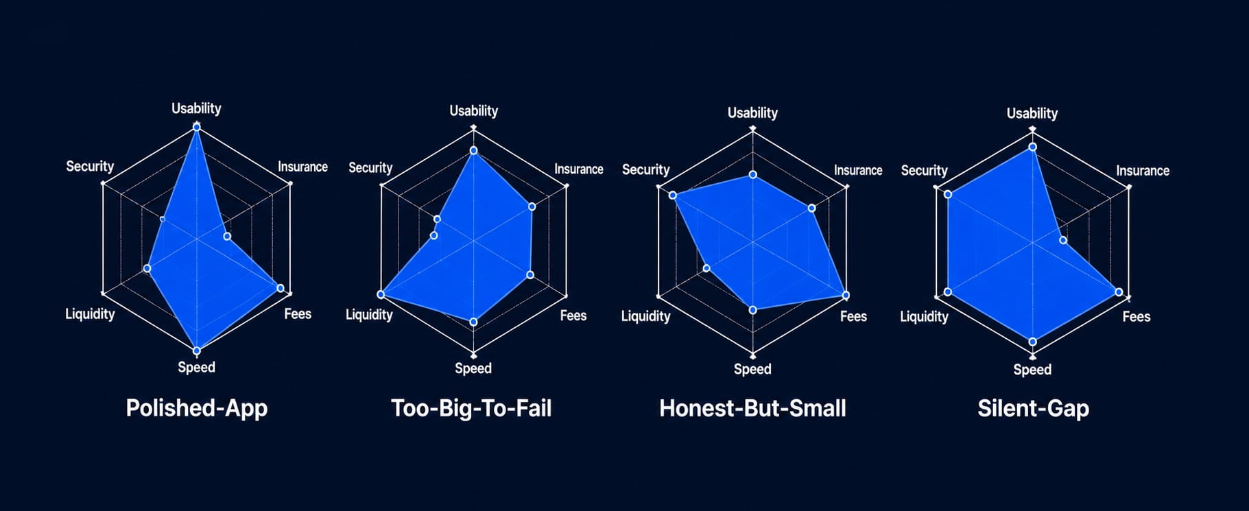 Four exchange risk patterns visualized as radar chart shapes